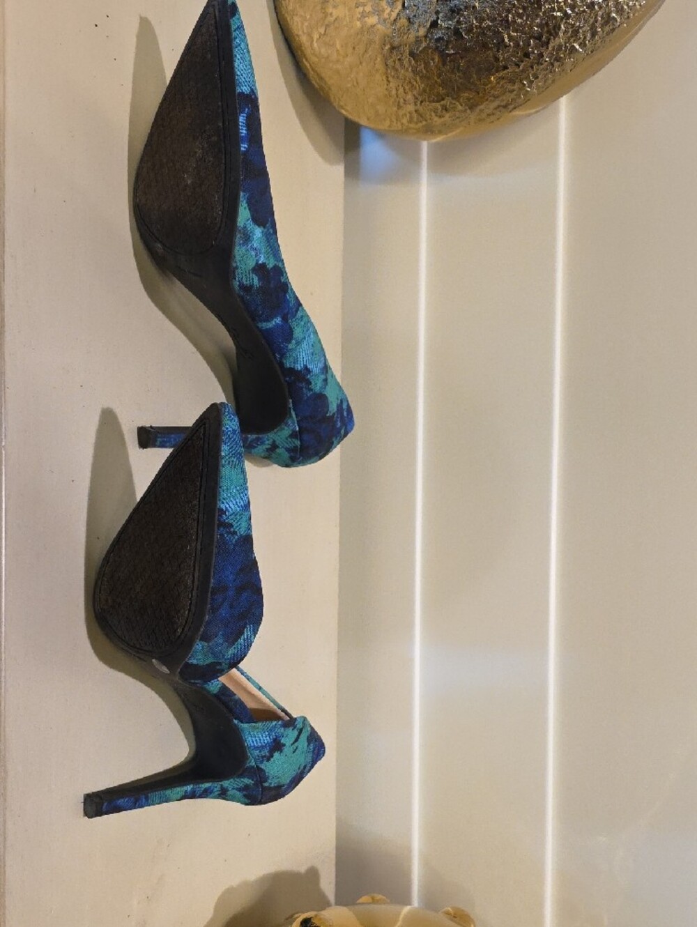 Jessica Simpson Teal and Navy Patterned Pointed-Toe Pumps - Picture 4 of 4